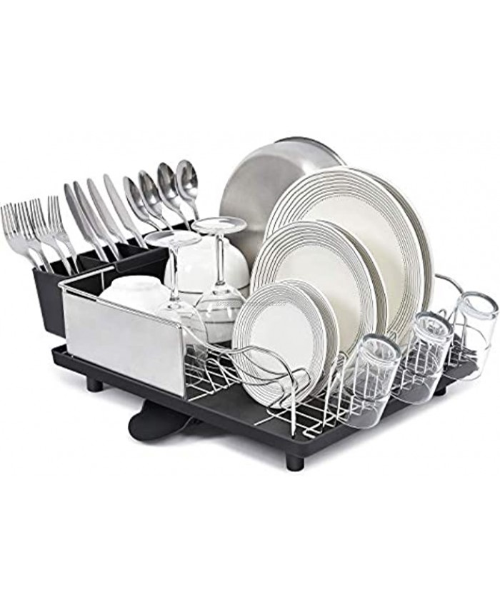 TOOLF Dish Rack,304 Stainless Steel Dish Drying Rack for Kitchen Counter Dish Drainer for Large Capacity,Black…