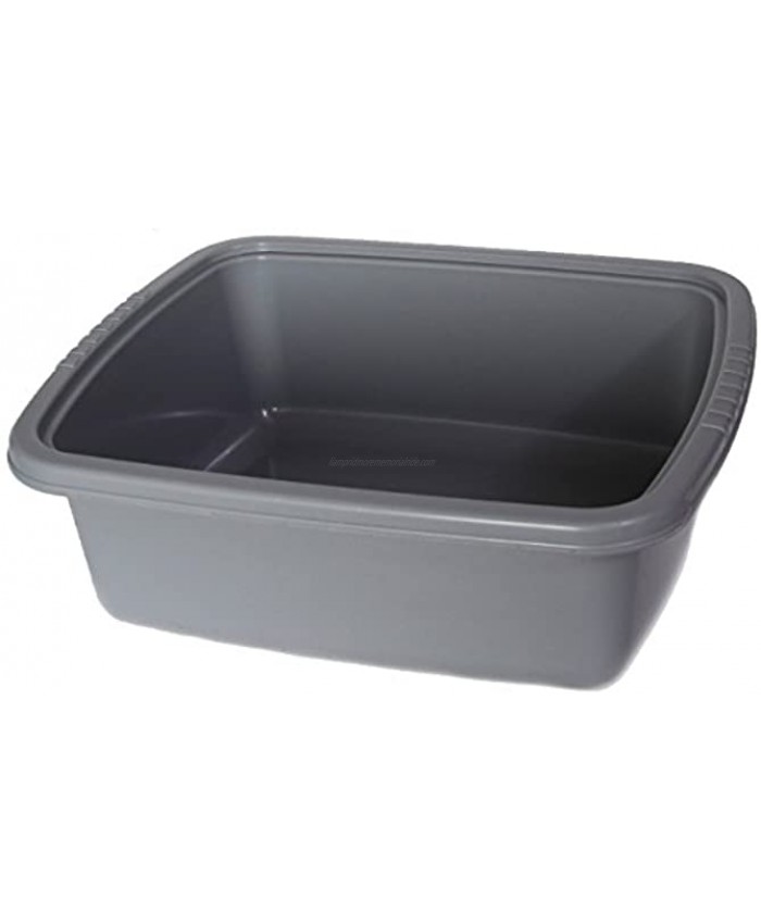 YBM Home Plastic Dish Pan Basin 4.75 in. H x 11 in. W x 13 in. L Ba430 1 Gray