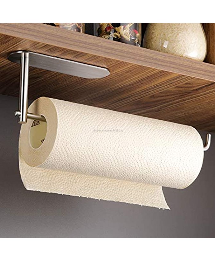 DELITON Paper Towel Holder Under Cabinet Adhesive Paper Towel Rack for Kitchen Large Roll Paper SUS304 Stainless Steel