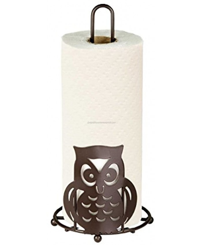 Home Basics Stylish Steel Owl Paper Towel Holder Organizer Dispenser Stand Circular Base Bronze 1