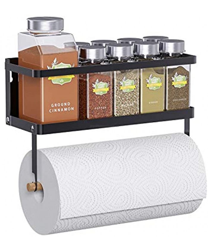 Magnetic Spice Rack THIPOTEN 2-in-1 Foldable Strong Magnetic Shelf with Paper Towel Holder Perfect Space Saver for Small Kitchen Apartment Easy to Install on The Side of RefrigeratorBlack