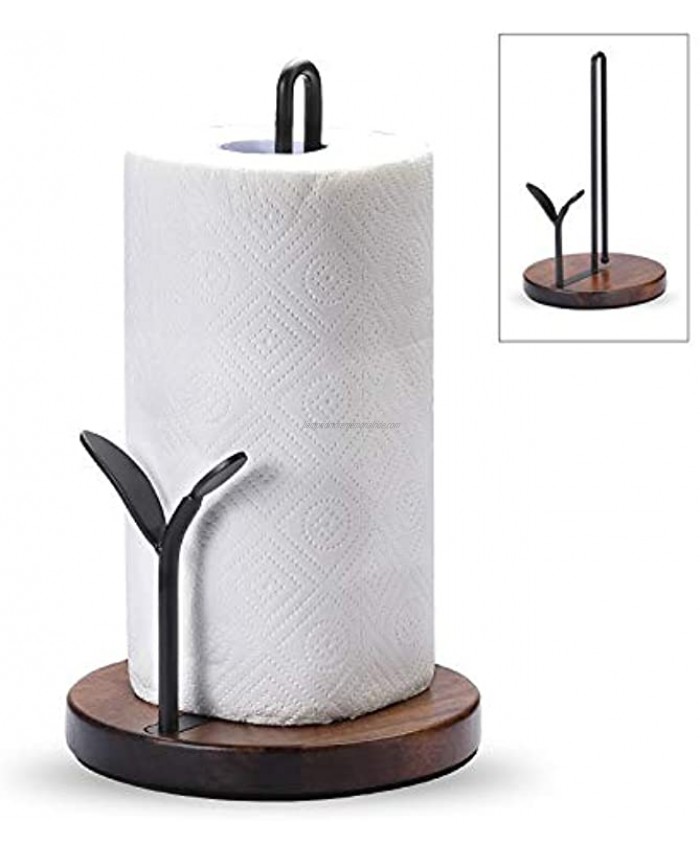 Standing Paper Towel Holder Kitchen Paper Hanger Rack Simply Tear Wooden Paper Towel Organizer Roll Dispenser for Cabinet Countertop Dining Room Table Blackfor 9 Paper