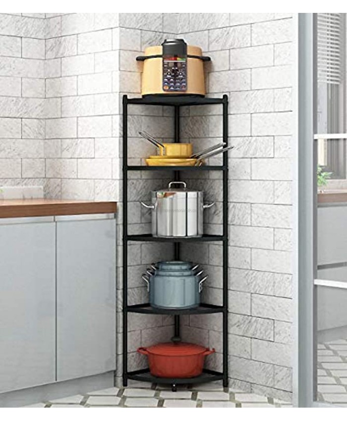 5-Tier Kitchen Corner Shelf Rack Free Standing Pot Rack for Organizer Stainless Steel Cookware Stand