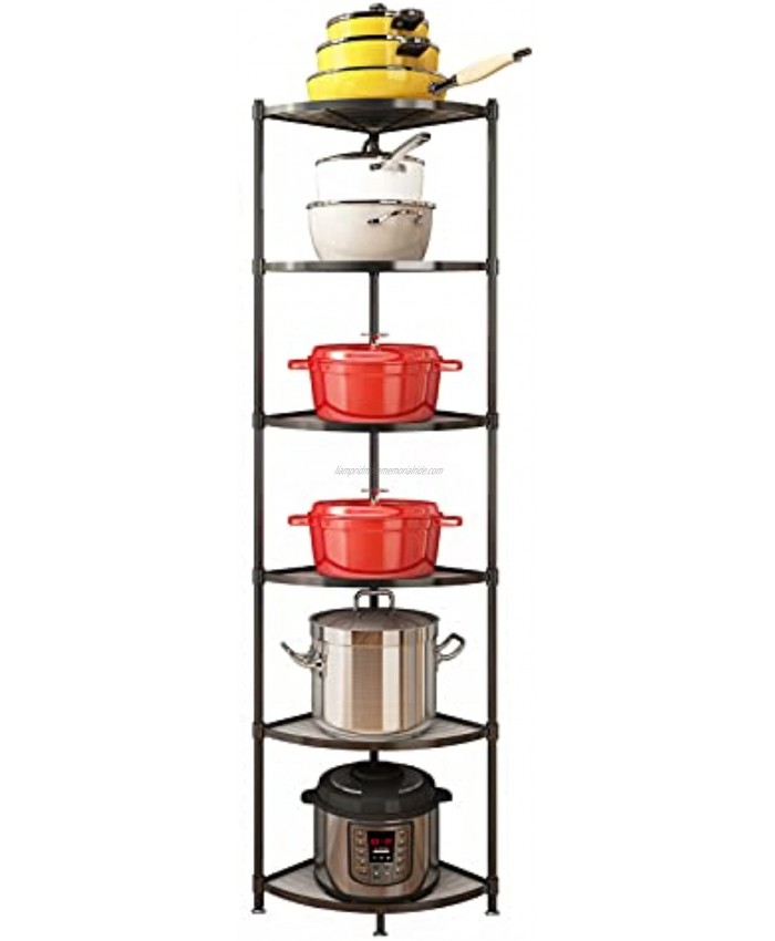 6-Tier Kitchen Pot Rack Cookware Stand Storage Organizer ，Multi-Layer Corner Shelf Stand Stainless Steel Shelves for Kitchen