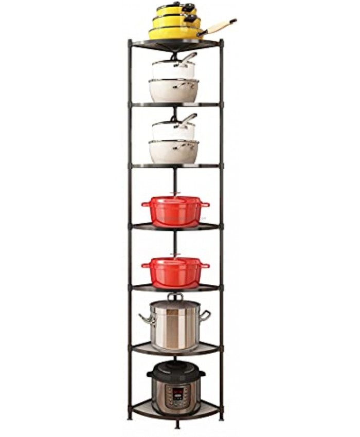 7-Tier Kitchen Pot Rack Cookware Stand Storage Organizer ，Multi-Layer Corner Shelf Stand Stainless Steel Shelves for Kitchen