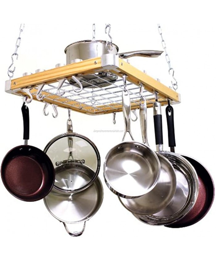 Cooks Standard Ceiling Mounted Wooden Pot Rack 24 by 18-Inch