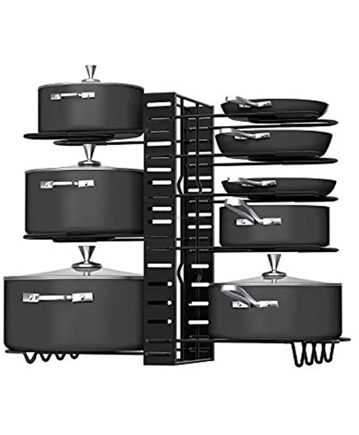 Pot Rack Organizers G-TING 8 Tiers Pots and Pans Organizer Adjustable Pot Lid Holders & Pan Rack for Kitchen Counter and Cabinet Lid Organizer for Pots and Pans With 3 DIY MethodsUpgrade Version