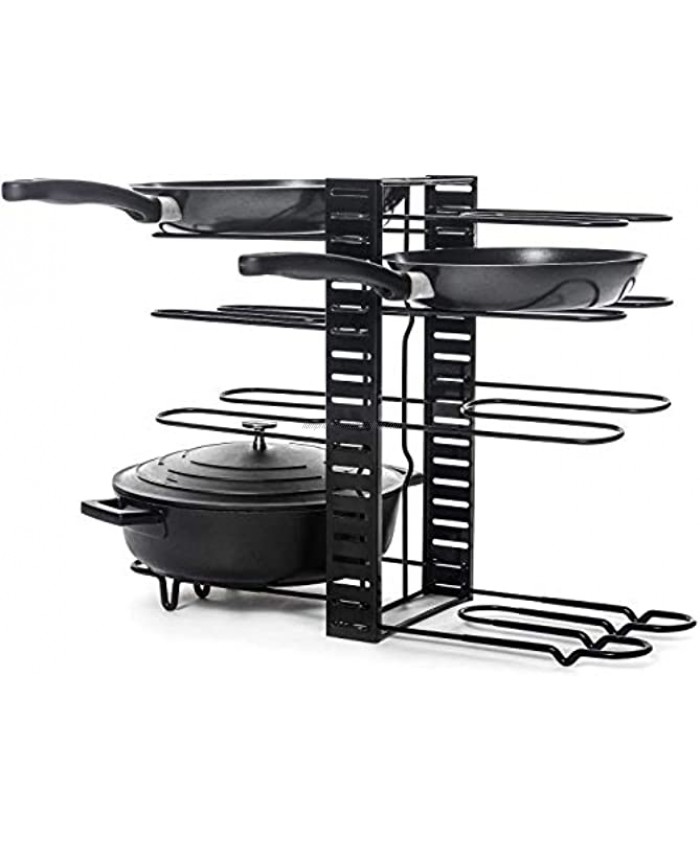 Pot Rack with 1PC Cleaning Cloth Kitchen Adjustable Pan Organizer Rack 8-Tiers Pan and Pot Lid Organizer Rack Holder Best for Kitchen and Cabinet Storage of Pots Pans Lids