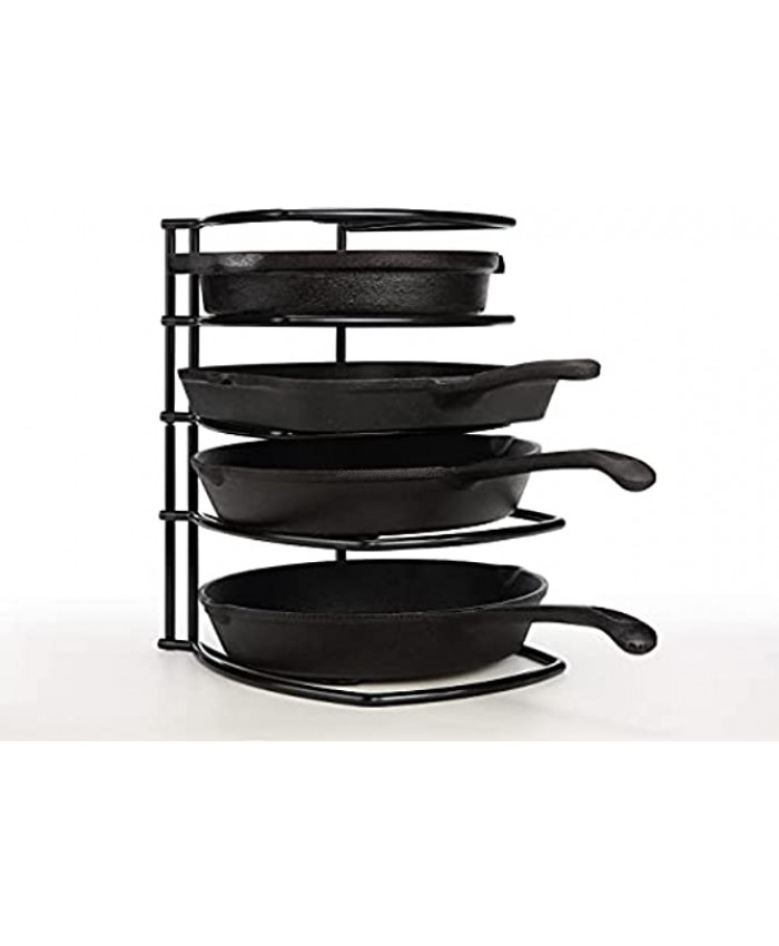 SunnyPoint Heavy Duty Pan Organizer Extra Large 5 Tier Rack Holds Cast Iron Skillets Dutch Oven Griddles Durable Steel Construction Space Saving Kitchen Storage Black 15.4-inch Expert