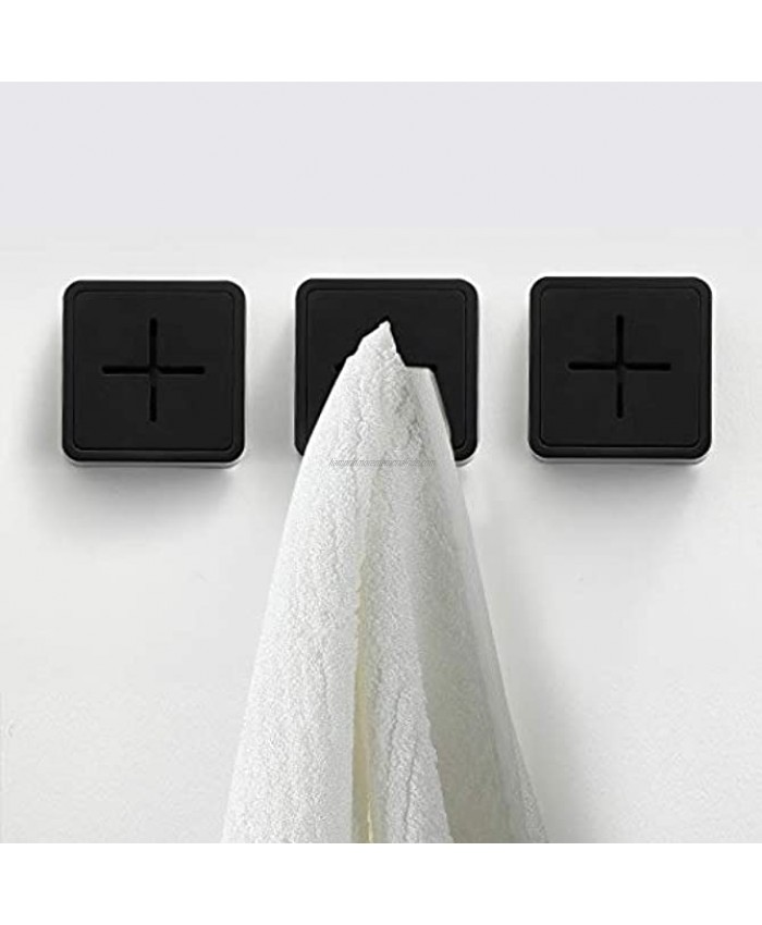 KAIYING Kitchen Towel Hook Self Adhesive Dish Towel Holder for Kitchen Cabinet Door Push Towels Holder Wall Mounted for Bathroom and Home No Drilling 3 Pack_Black