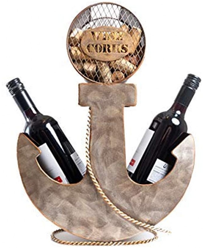 Anchor Shaped Wine Rack with Wine Cork Holder
