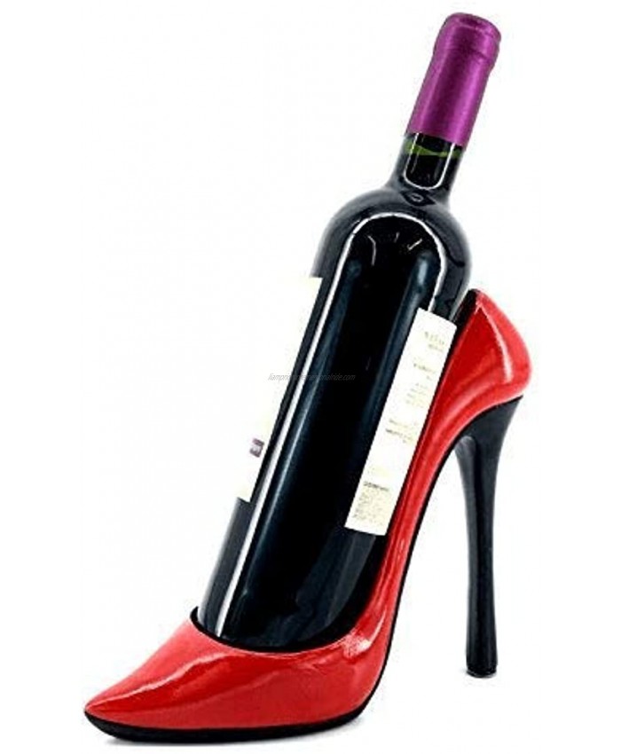 Bellaa 21381 Wine Bottle Holder Shoe Red Black High Heel Shaped Stiletto 8 Inch Tall