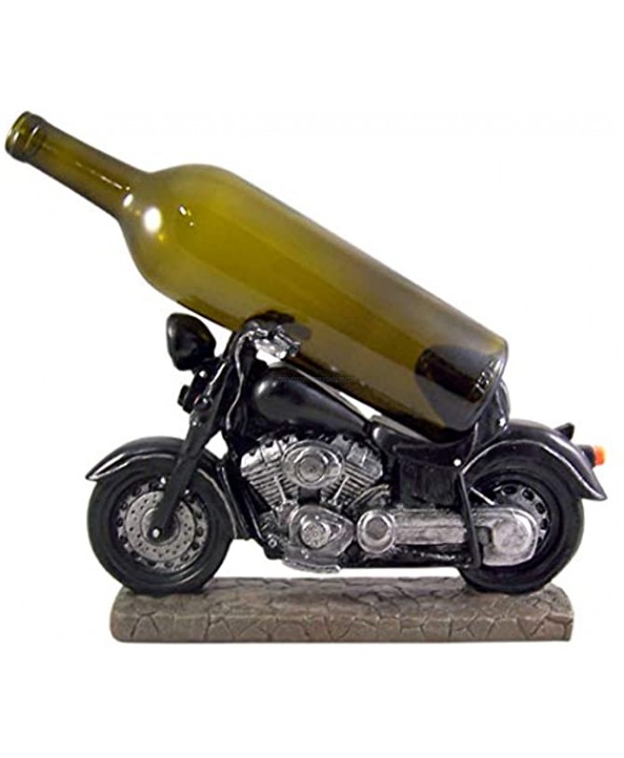 Black Motorcycle Biker Themed Tabletop Wine Bottle Holder 12 1 2 Inches