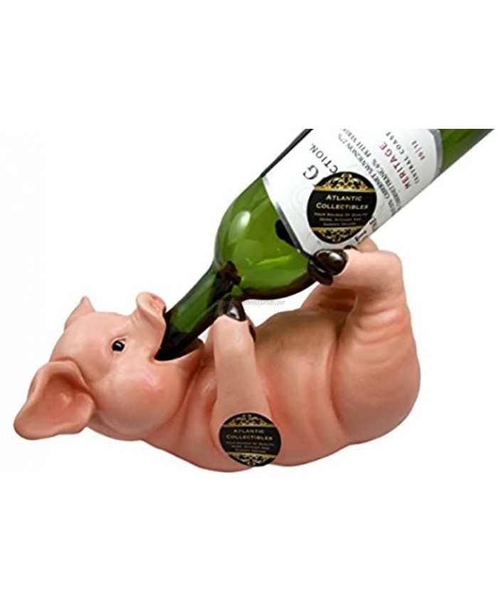 Countryside Farmland Bacon Porky Pig Swine Belly Hugging Wine Holder Figurine Sculpture Kitchen Hosting Decor