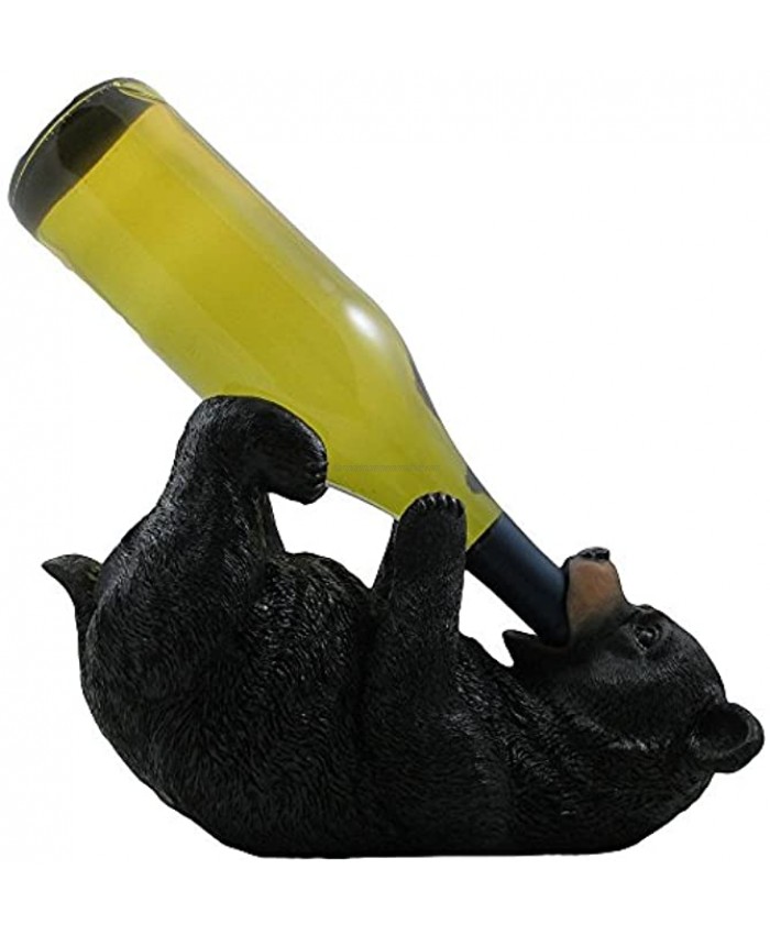 Drinking Black Bear Wine Bottle Holder in Rustic Animal Sculpture & Statue Wine Stands Cabin and Lodge Decorative Wine Racks & Gifts