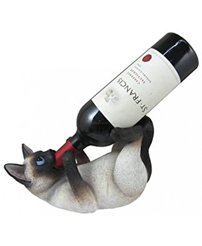 DWK Cat Wine Bottle Holder | Kitchen Countertop Decor | Wine Holders | Vineras para Poner Botellas en Casa | Red Wine Storage | Wine Accessories Storage -Siamese Cat