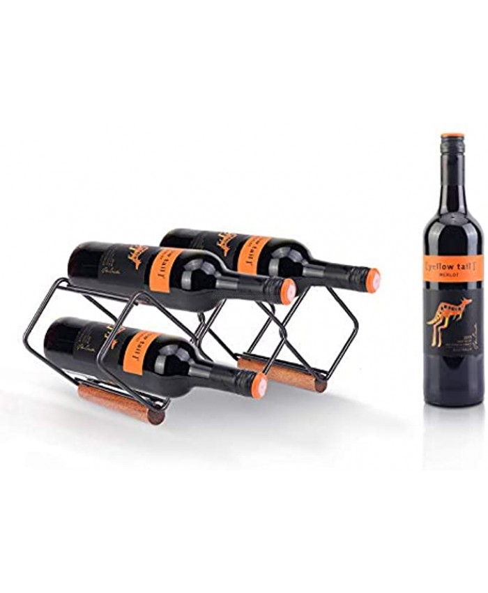 DYD Tabletop Wine Racks 5 Bottles Wine Rack Countertop Stackable Wine Holder Storage Stand for Bar Wine Cellar Kitchen Cabinet Pantry Solid Wood & Metal Iron