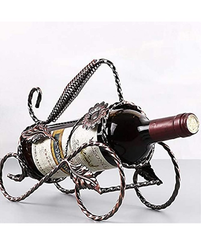 Fantasee Creative Wine Holder Stainless Steel Wine Rack Bottle Holder Novelty Gift for Kitchen Home Table Decor Bronze Flower