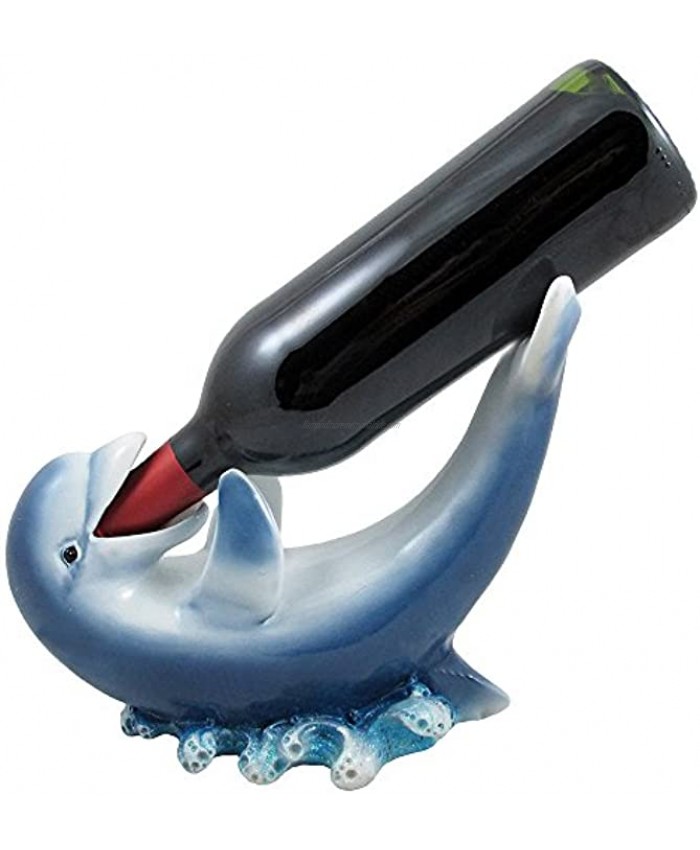 Home 'n Gifts Drinking Dolphin Wine Bottle Holder Statue for Tropical Kitchen or Beach Bar Decor Sculptures and Wine Racks
