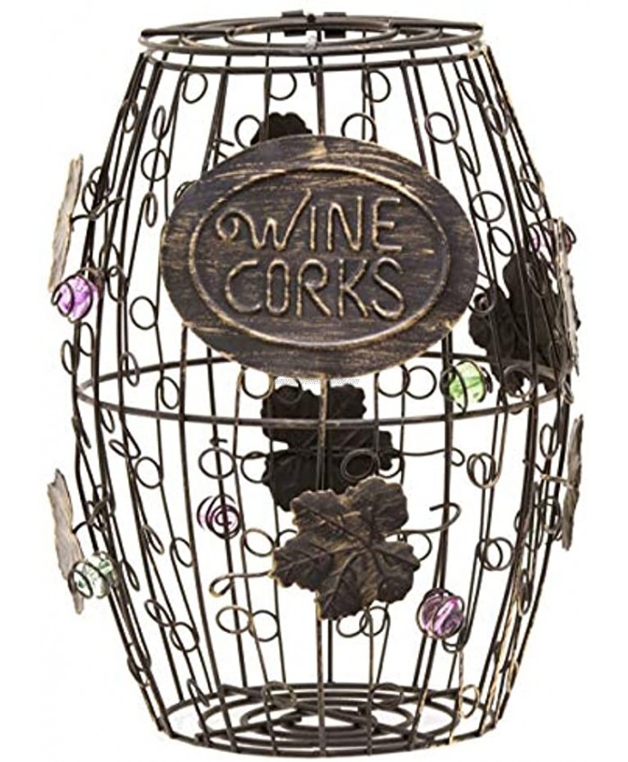 Mind Reader Corky Metal Wine Ornaments Black Rustic Cork Holder