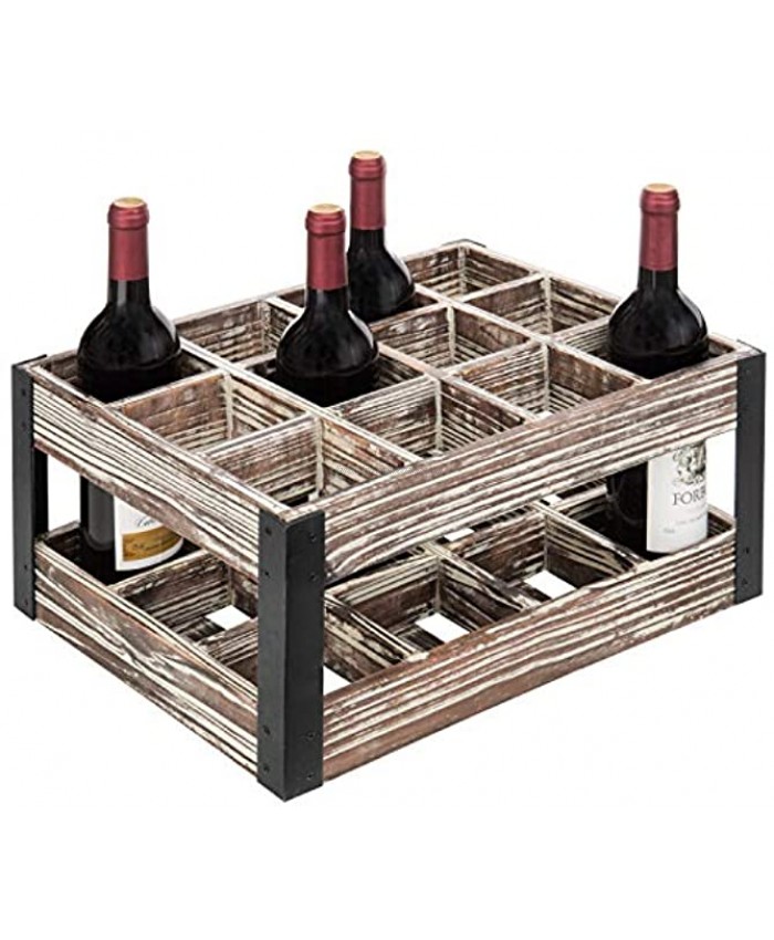 MyGift Rustic Metal & Wood Crate 12-Bottle Tabletop Wine Rack