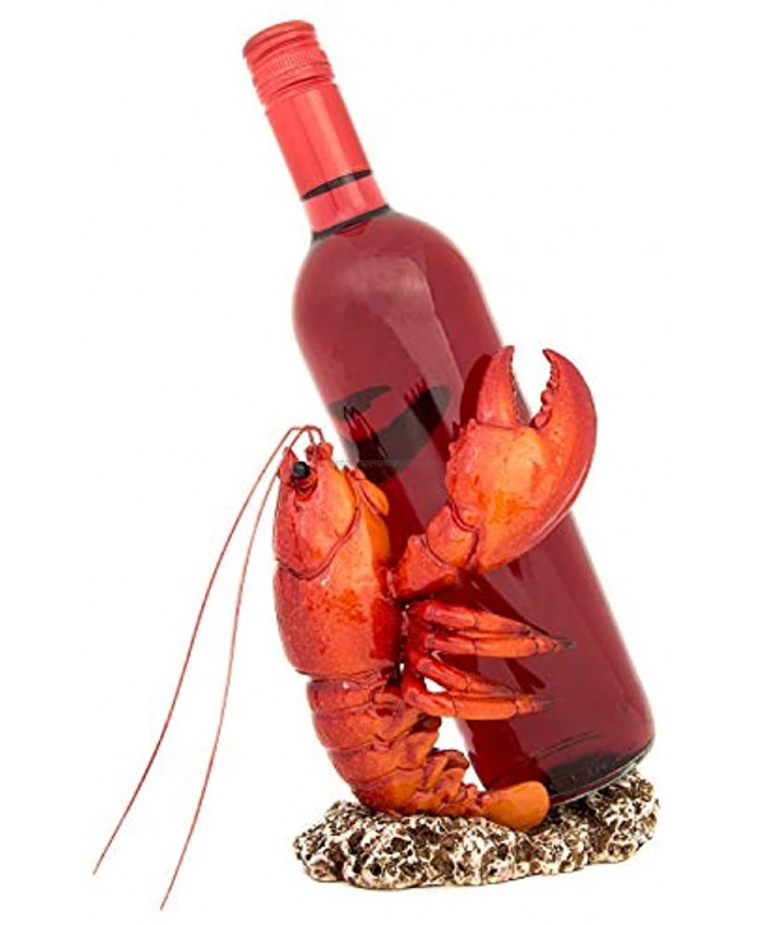 Nauti Orange Lobster Wine Bottle Holder 7.5 Inches Tall Polyresin WW-436
