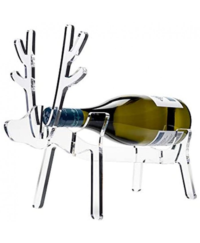 R&R Table Top Wine Bottle Holder Novelty Wine Holder. Clear Acrylic. Makes a Great Wine Gift or Display for Your Wine Bar or Table. Free Standing Wine Racks countertop. Reindeer.