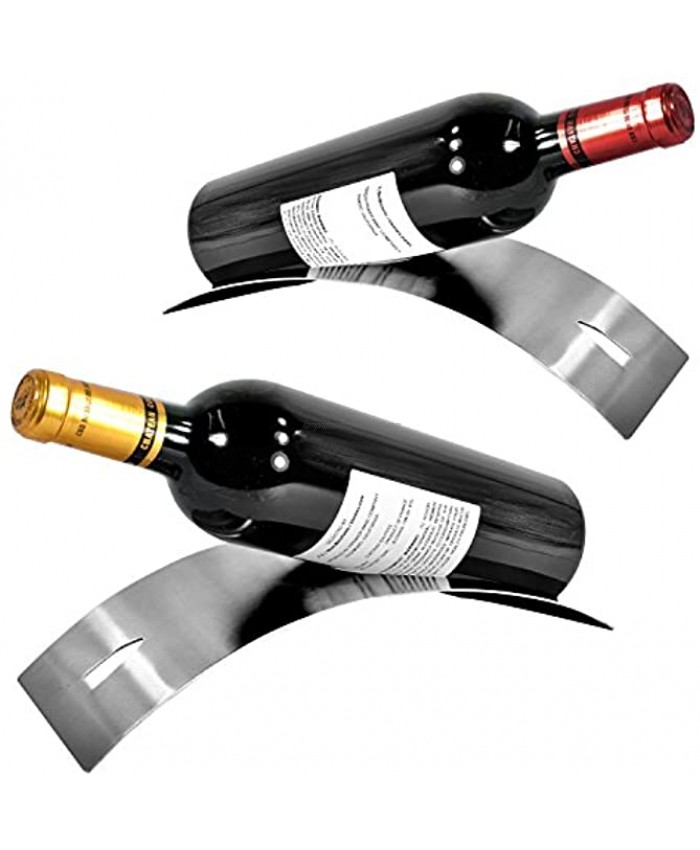 Set of 2 Modern Stainless Steel Tabletop Wine Rack Single Bottle Holder