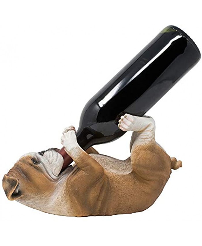 Thirsty English Bulldog Wine Bottle Holder Statue Display Stand Decorative Centerpiece for Bar or Kitchen Counter Décor As Gifts for Dog Lovers