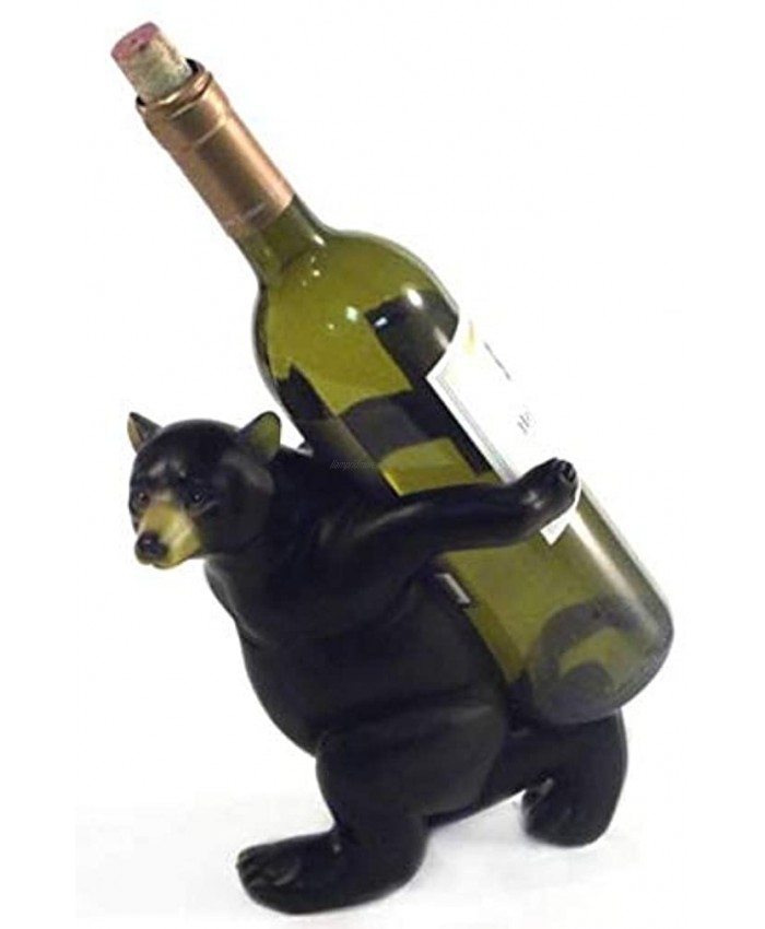 Whimsical Sculpted Black Bear Wine Bottle Holder