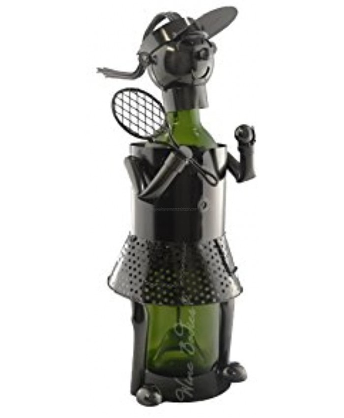 WINE BODIES Woman Tennis Player Metal Wine Bottle Holder Charcoal