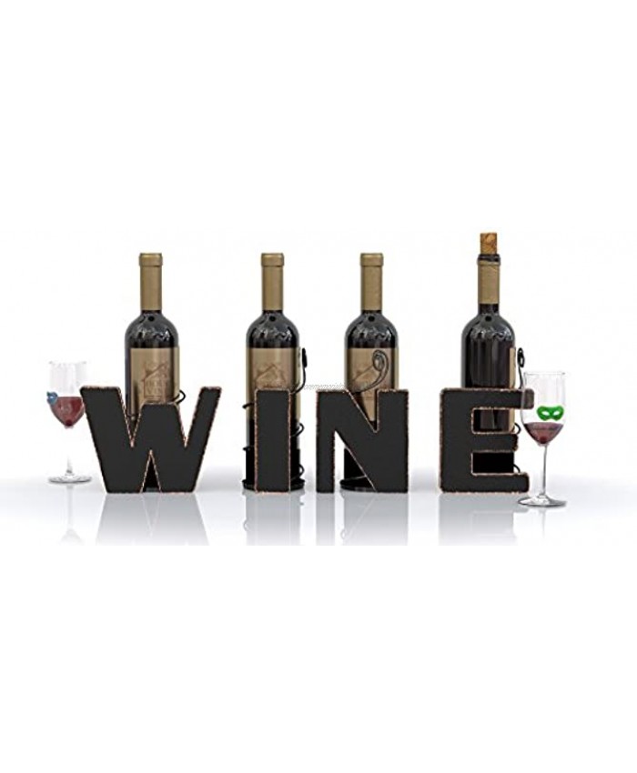 Wine Letter Metal Wine Bottle Holder All 4 Letters Wine Decorative Wine Bottle Holders Gifts for Wine Lovers by HouseVines
