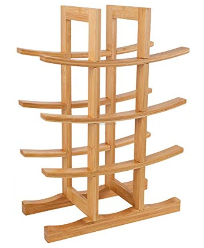 BAMBKIN 12-Bottle Bamboo Wine Rack Minimal Bottle Holder Countertop Removable Assembly Required Natural