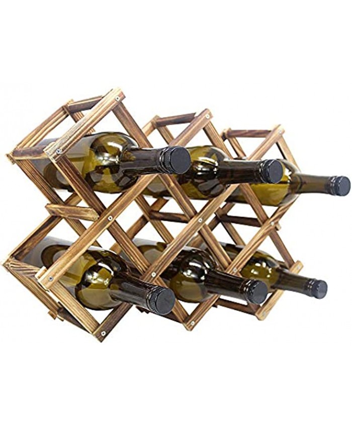Foldable Wooden Wine Bottle Holder Natural Wine Rack with 8 Slots Wine Bottle Rack & Storage Holds 10 Wine Bottles
