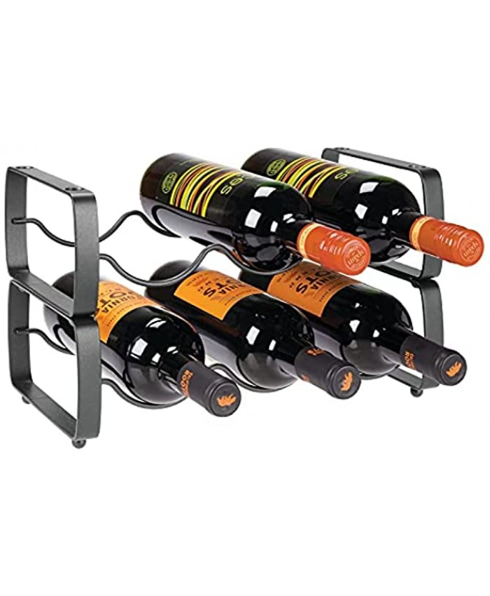 mDesign Metal Free-Standing 3 Bottle Modular Wine Rack Storage Organizer for Kitchen Countertop Table Top Pantry Fridge Holder for Wine Beer Pop Soda Water Stackable 2 Pack Graphite Gray