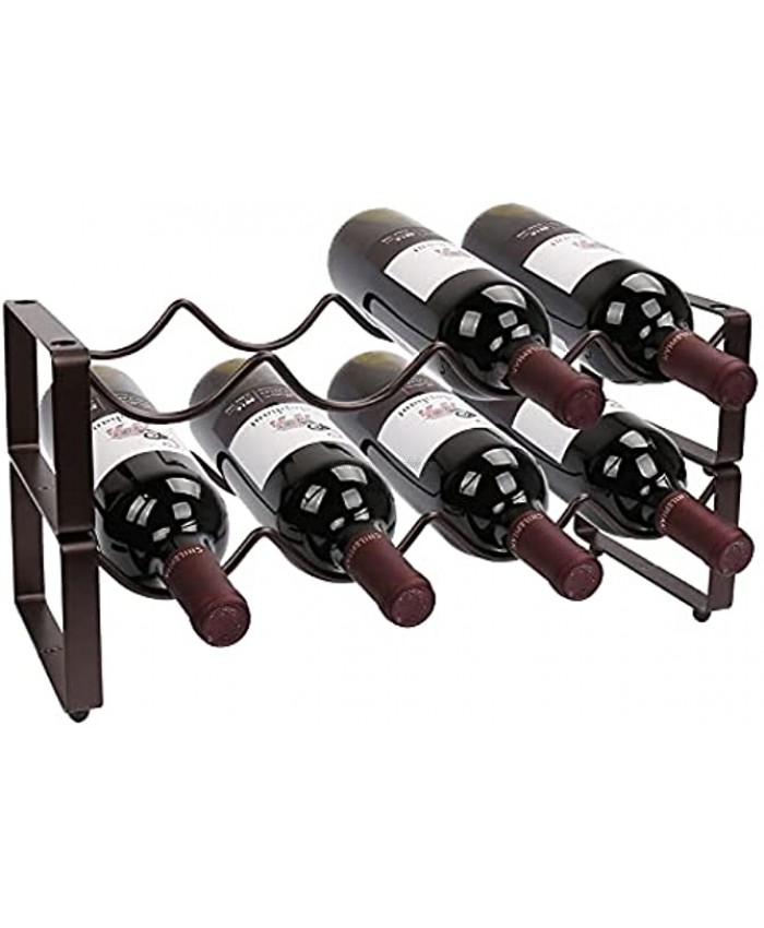 Metal 2 Tier Countertop Wine Rack Wine Cabinet Counter Wine Rack Holder and Storage Wine Rack Stackable-Hold 8 Bottles