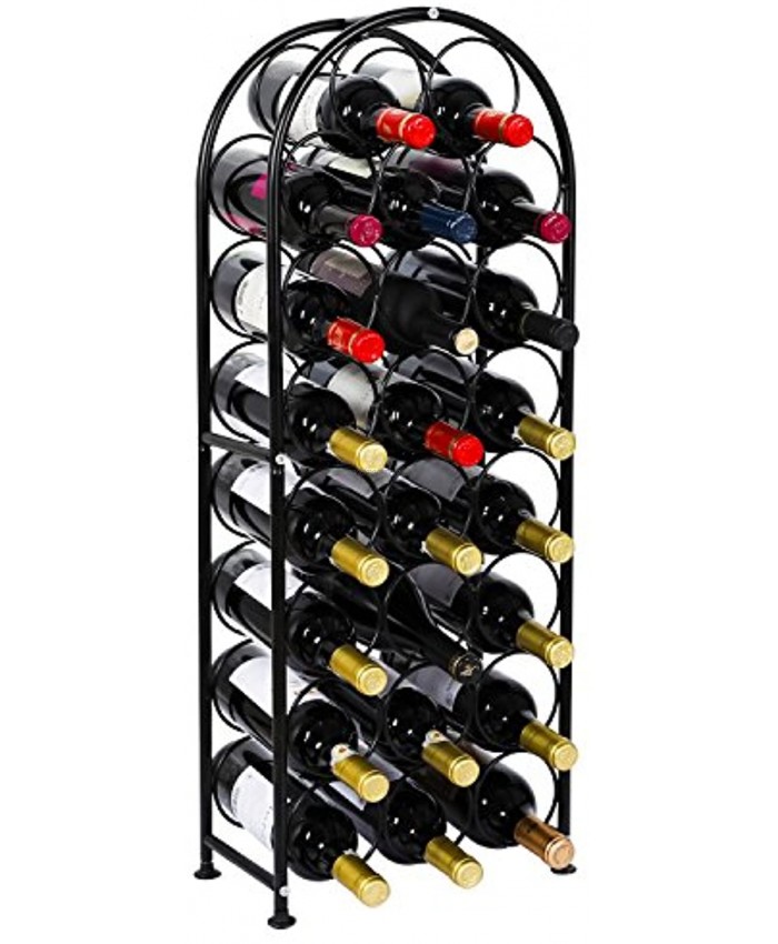 PAG 23 Bottles Arched Freestanding Floor Metal Wine Rack Wine Bottle Holders Stands Black