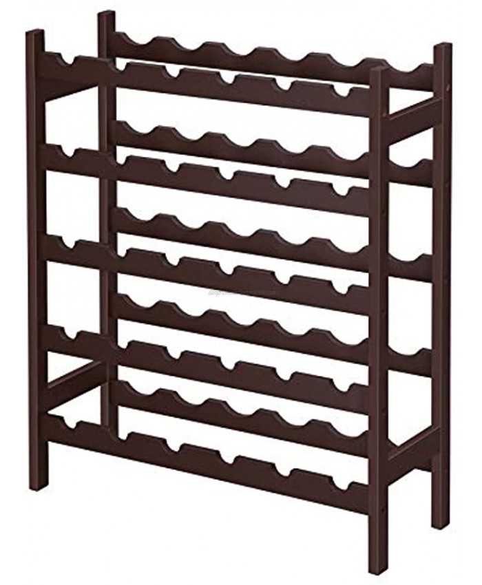 SONGMICS Bamboo Wine Rack 5-Tier Storage Shelf Holds 30 Bottles Freestanding Display Stand Shelves Wobble-Free Espresso UKWR25BR