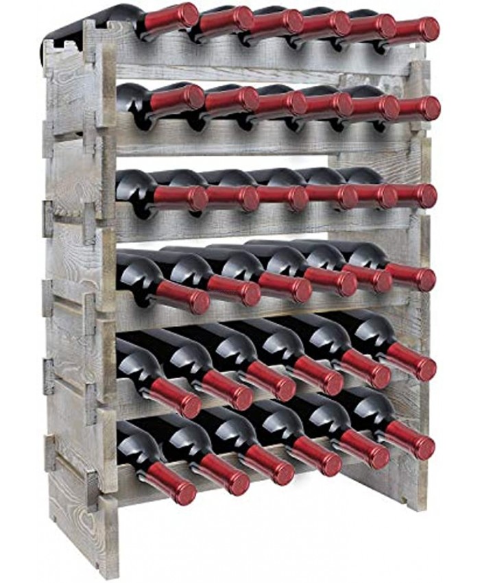 Sorbus Wood Wine Stackable Rack 6 Tier — Rustic Style Wine Racks for Bottles — Perfect for Bar Wine Cellar Basement Cabinet Pantry etc. 6-Tier Grey Wood