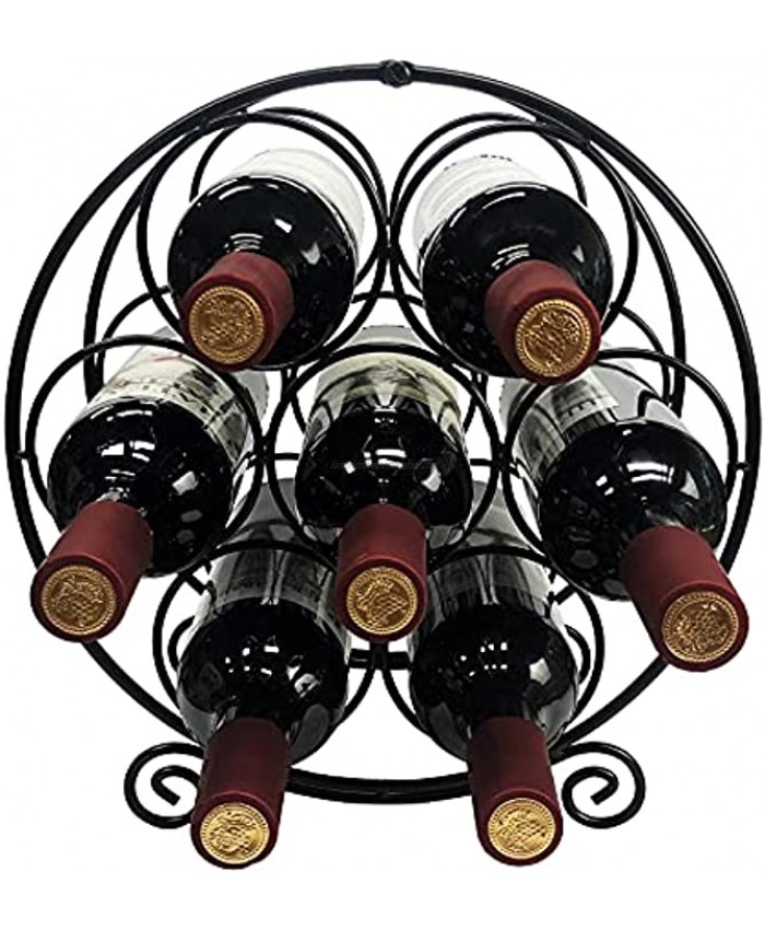 Stegodon Freestanding Wine Rack 7 Bottles Wine Organizer Countertop Black Metal Wine Storage Holder Stand Wine Cabinet for Kitchen Pantry 3.46 inch