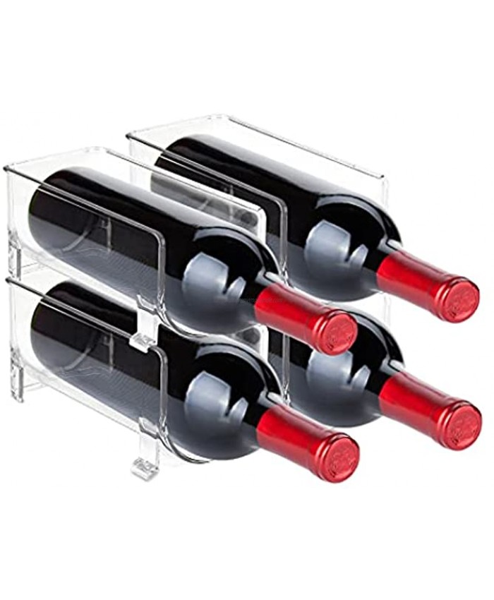 Trovety Wine Rack Holder Fridge & Cabinet Organizers and Storage for Liquor Food-Grade BPA-Free Stackable Plastic Free-Standing Holder for Bottles for Pantry Kitchen Tabletop 4 Pack