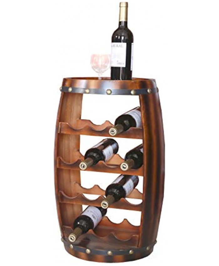Vintiquewise Wooden Barrel Shaped 14 Bottle Wine Rack