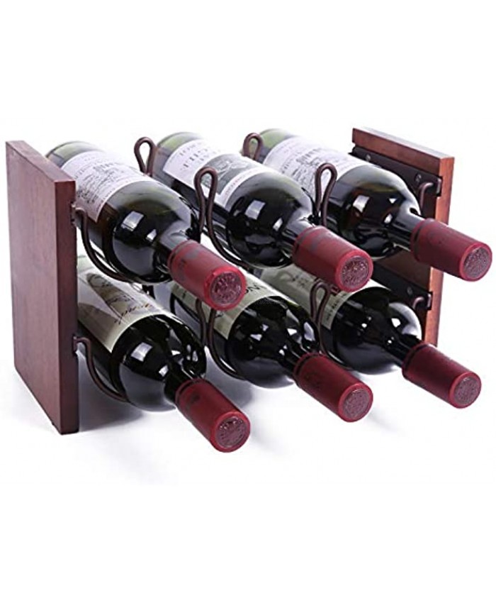 WILLOWDALE Countertop Wine Rack Tabletop Wine Bottle Holder Bottle Rack for Table Cabinet Storage 2 Tiers Hold 6 Bottles Wood & Metal Bronze