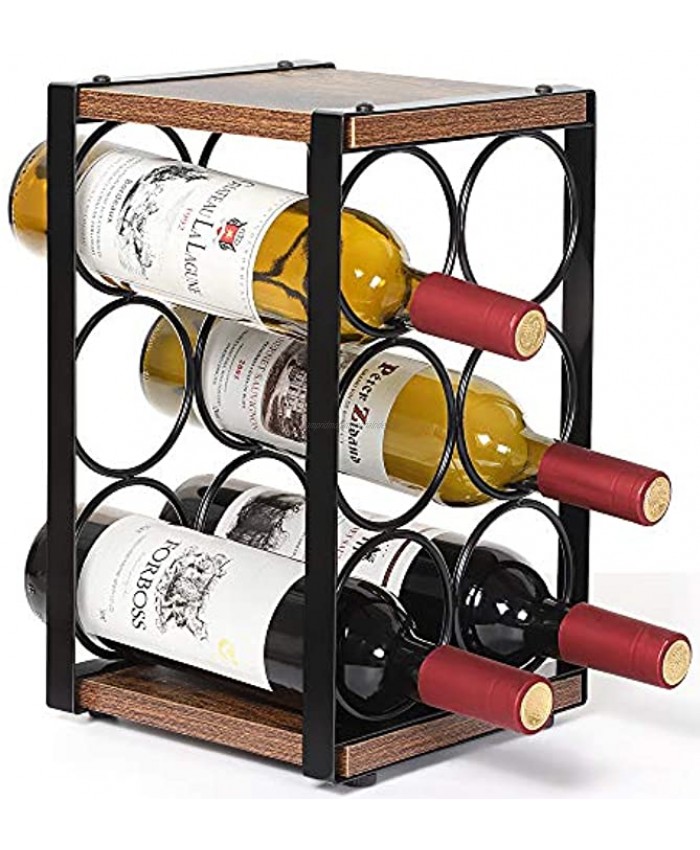 Wine Rack Countertop Wine Holder for 6 Bottle Wine Perfect for Home Décor Bar Wine Cellar Basement Cabinet Pantry