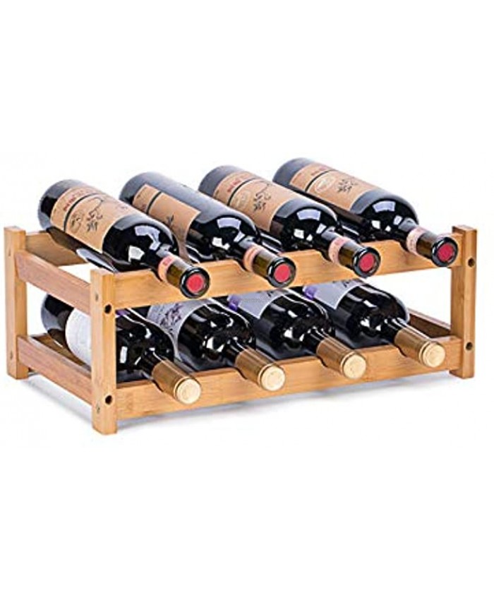 Wine Rack Fostersource Natural Bamboo Wine Storage Rack Countertop Wine Display Shelf Wine Bottle Holder 2-Tiers 8-Bottles