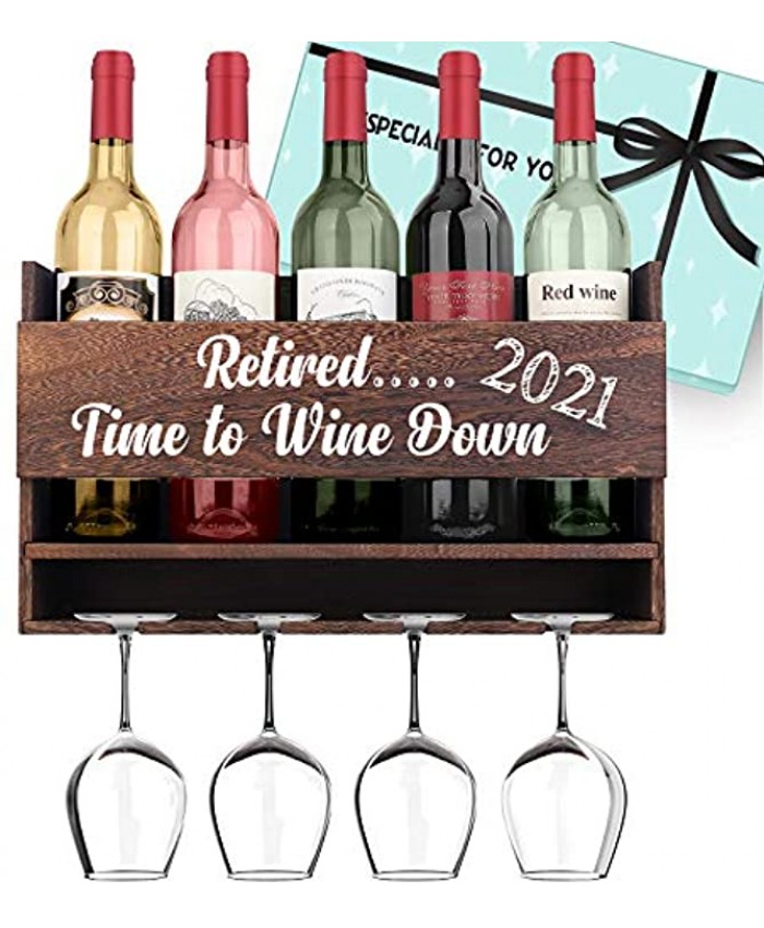 2021 Retirement Gifts for Women and Men Home Decor Wine Rack Retirement Gifts for Him or Her Happy Farewell Gifts for Coworkers Friends Boss Mom Dad