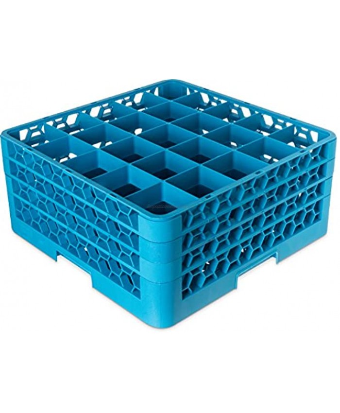 Carlisle RG25-314 OptiClean 25 Compartment Glass Rack with 3 Extenders 3-1 2 Compartments Blue Pack of 2