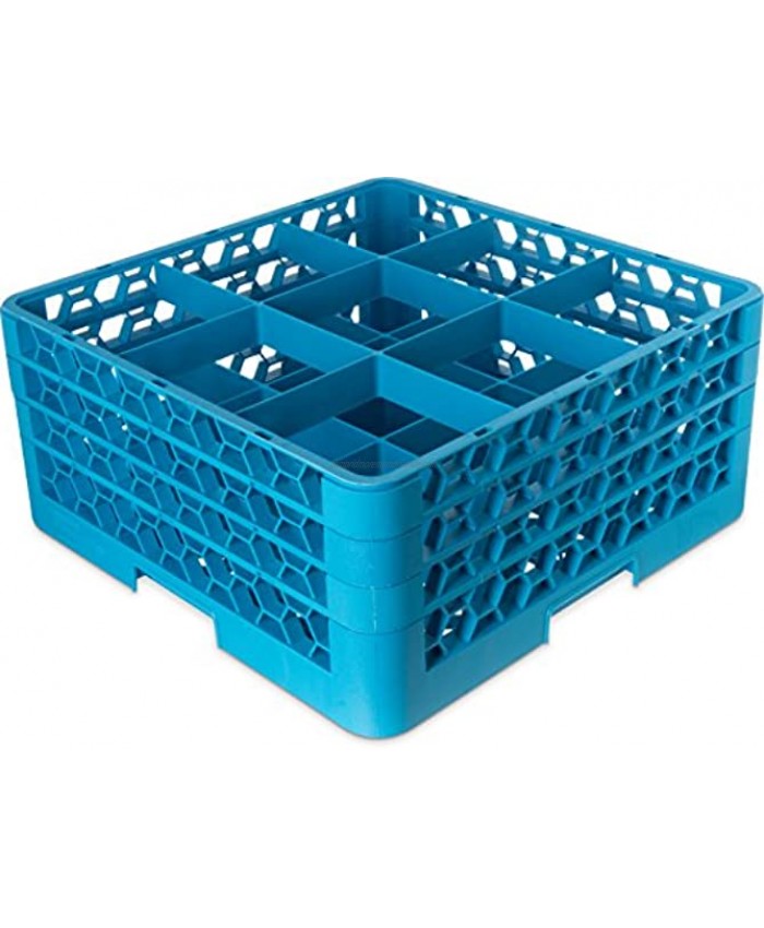 Carlisle RG9-314 OptiClean 9 Compartment Glass Rack with 3 Extenders 5-13 16 Compartments Blue Pack of 2