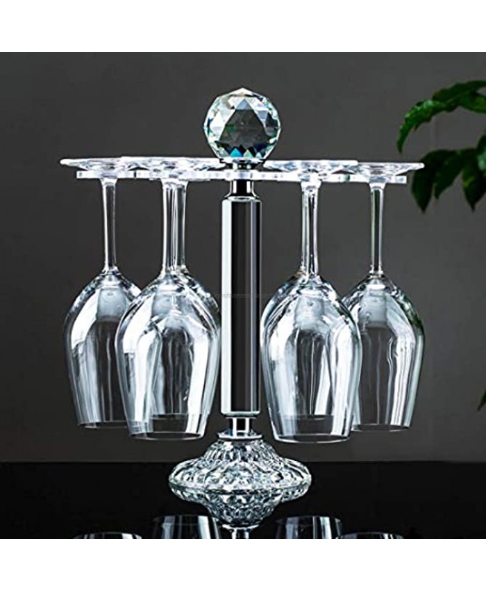 Elegant Desktop Crystal Glass Stemware Rack Rotate 8 Wine Glass Storage Holder Stand Air Drying Rack