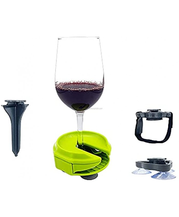 Wine glass holder Wine Glass Stemware Drink Holder for Boats RVs Hot Tubs Home Theater Camping Picnic Golf Carts and Pool Party Portable Fixed Wine Glass Holder（Green